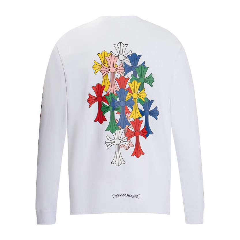 Gothic Cross & Graphic Print Long-Sleeve Crewneck Sweatshirts (Black/White)